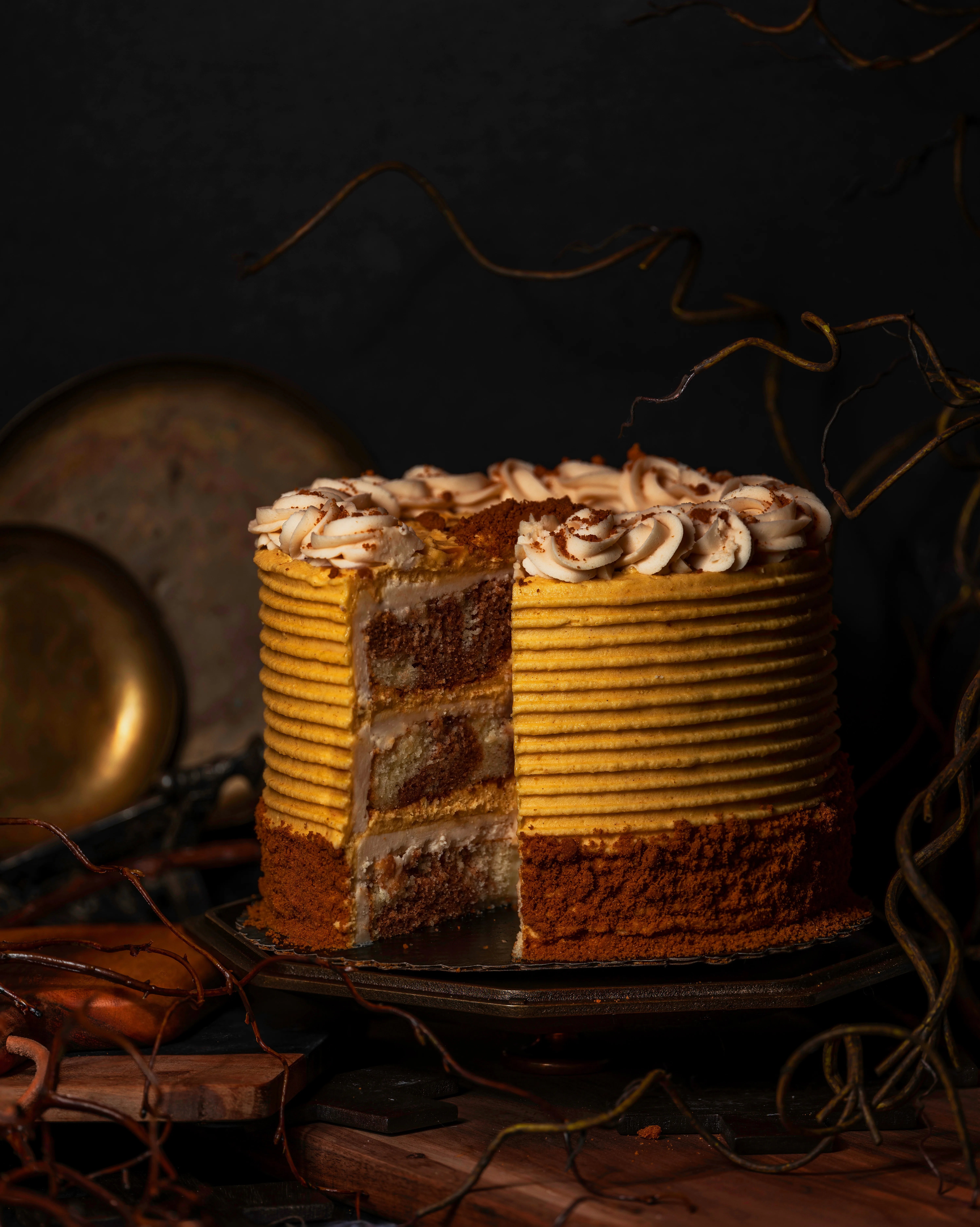 Pumpkin Caramel Double Frosted Cake