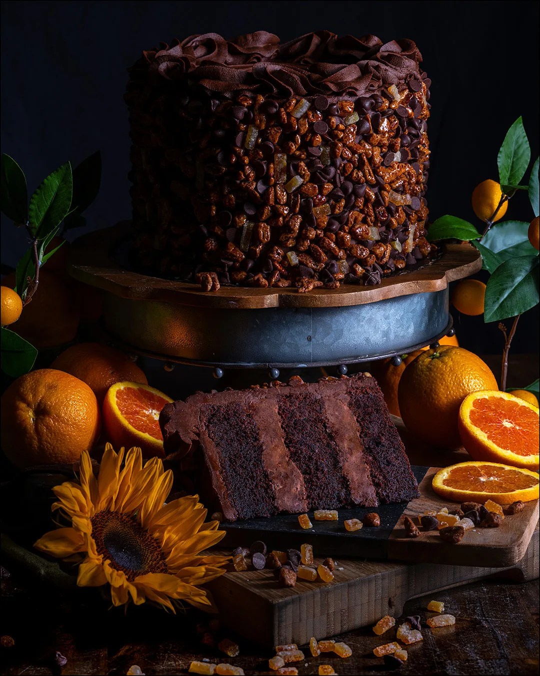 Orange Pecan Chocolate Cake
