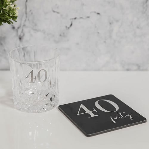 40th Whiskey Tumbler & Coaster