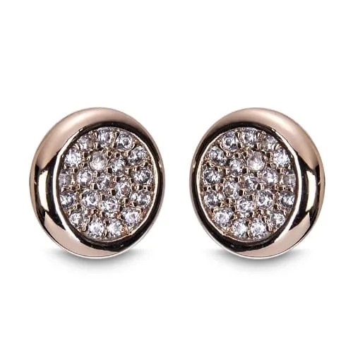 Newgrange Living Rose Gold Diamante Round Earings