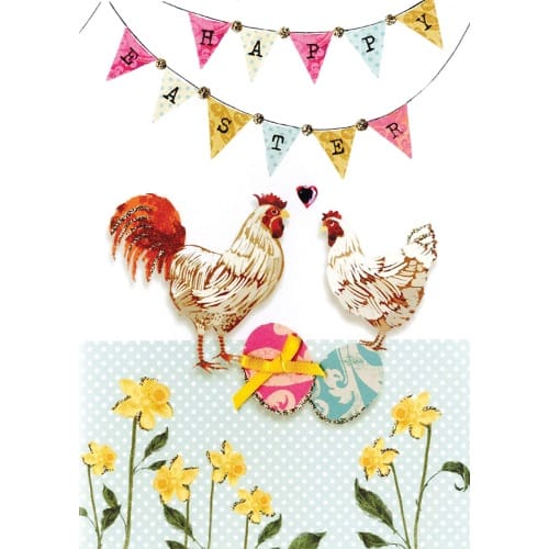 Happy Easter Card with Hens