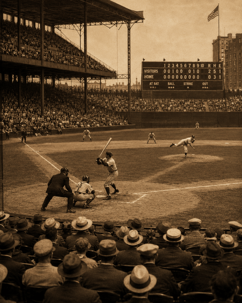 Baseball fans sharing Cracker Jack during the Prohibition era