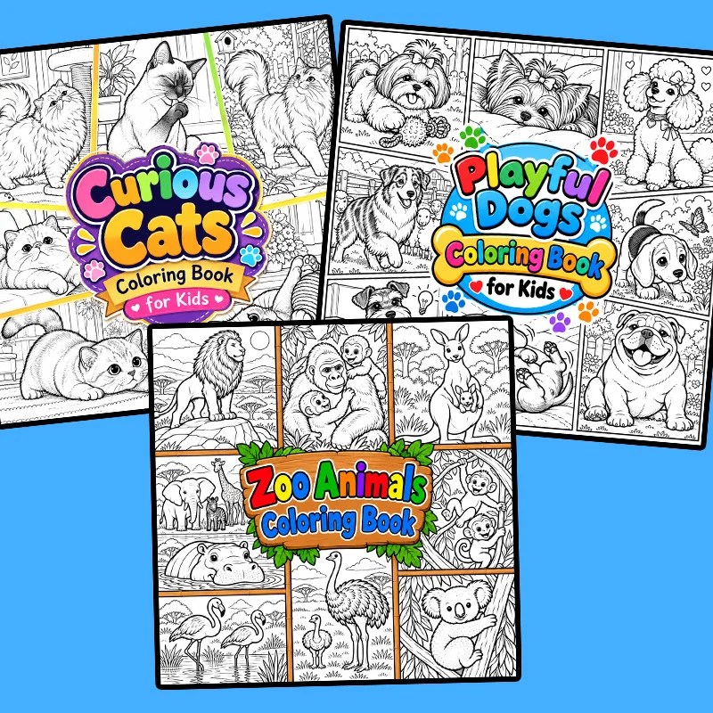 3-Pack Coloring Book Bundle by Giggle Pixel
