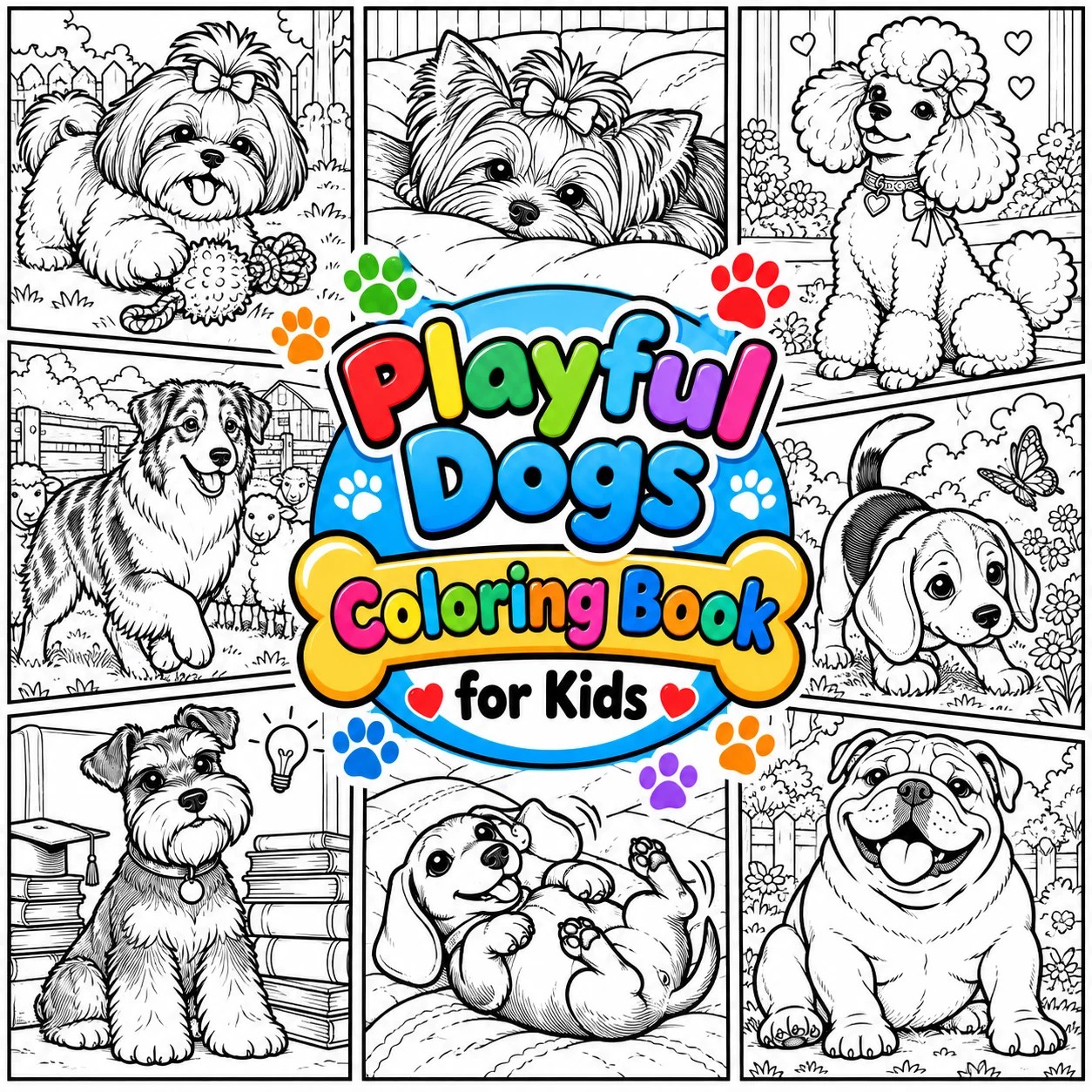 Playful Dogs Coloring Book by Giggle Pixel