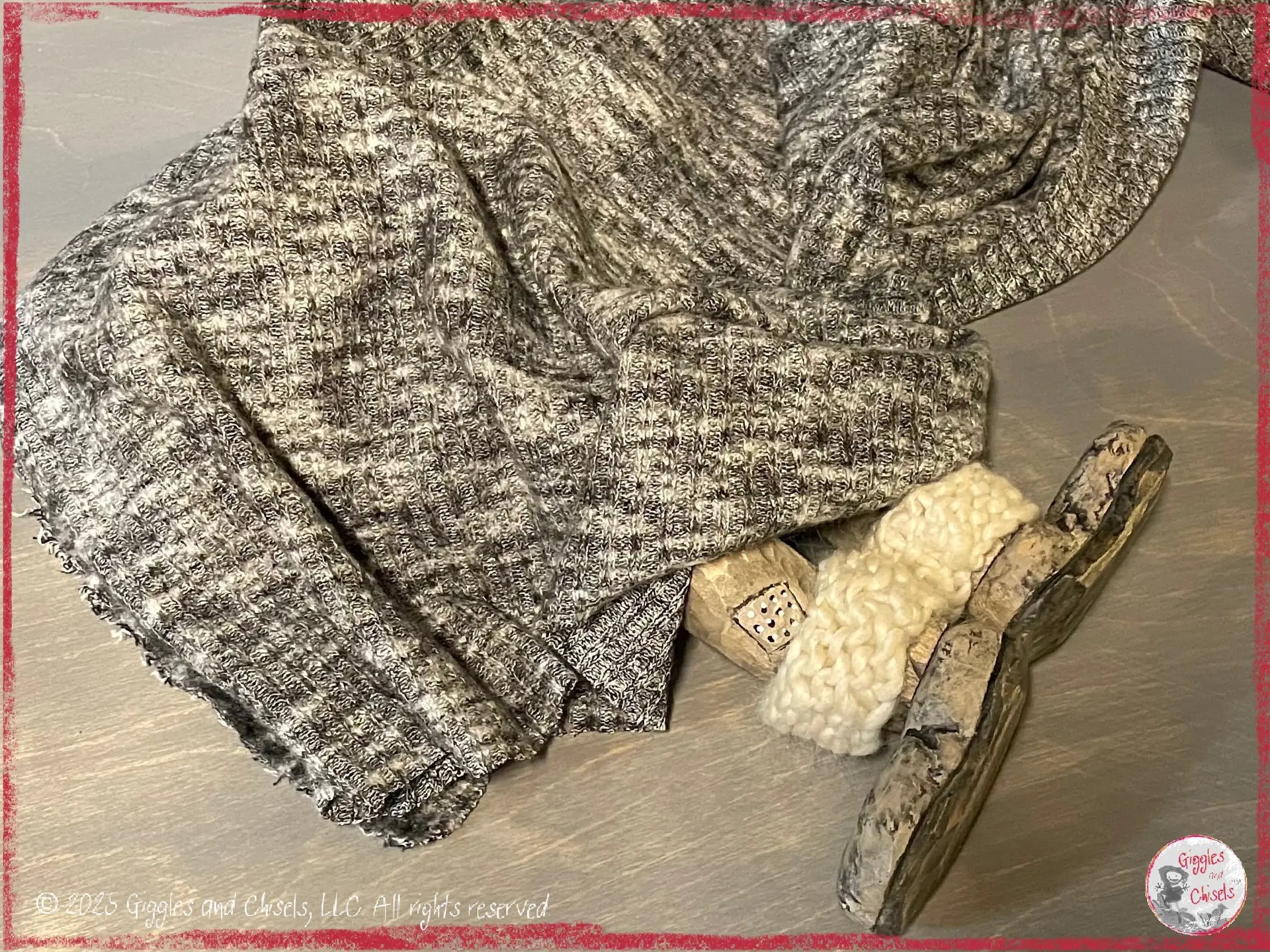 Maurice, a wooden puppet, covered with a cloth