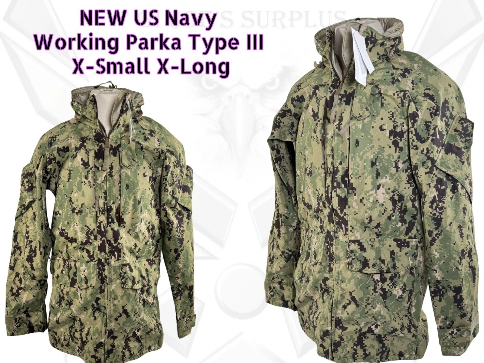 NEW NWT US Nave USN Working Parka Type III Jacket Military XS/XL HCL