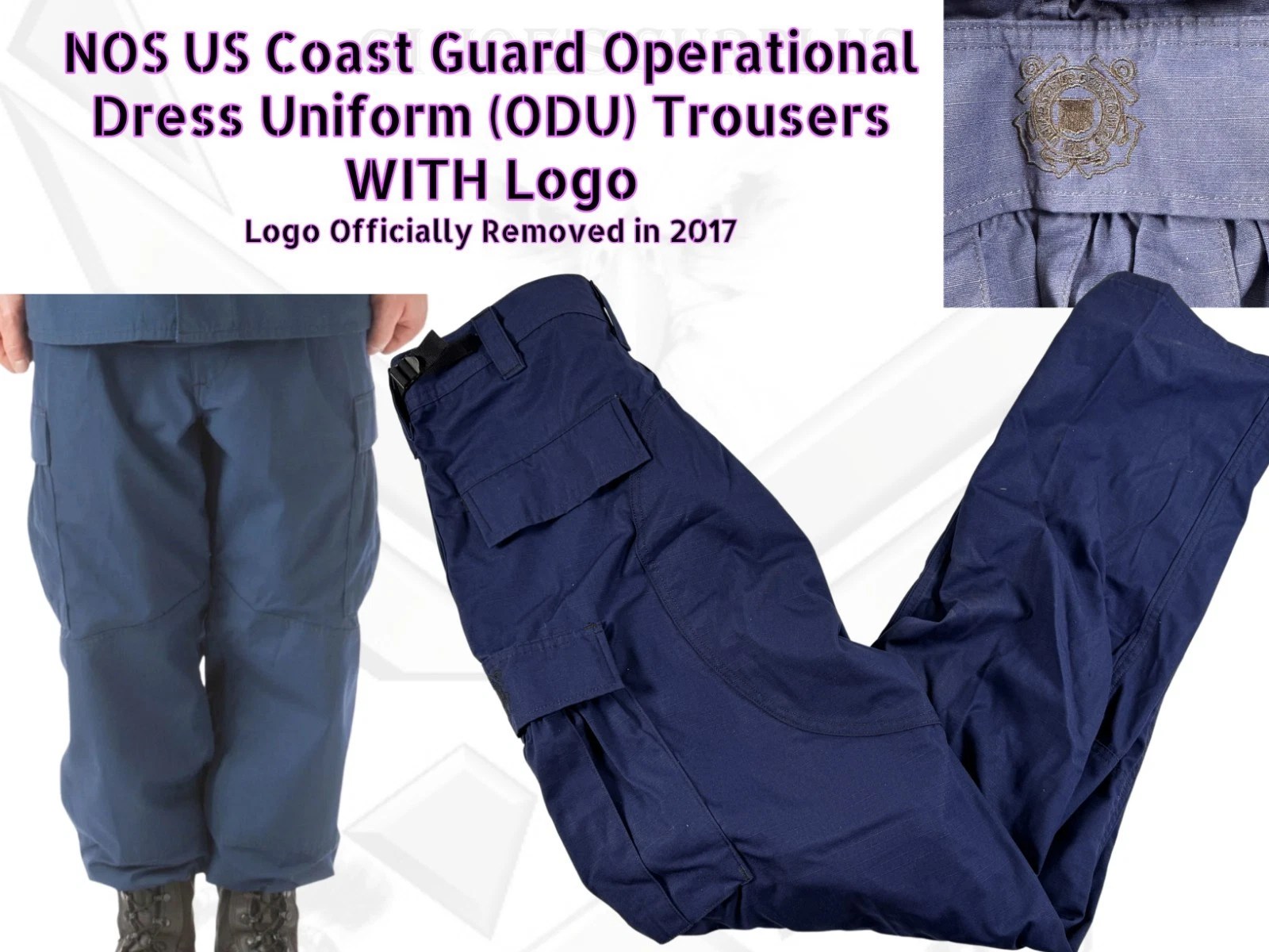 NEW NOS US Coast Guard USCG Operational Dress Uniform ODU Cargo Trousers Logo J4