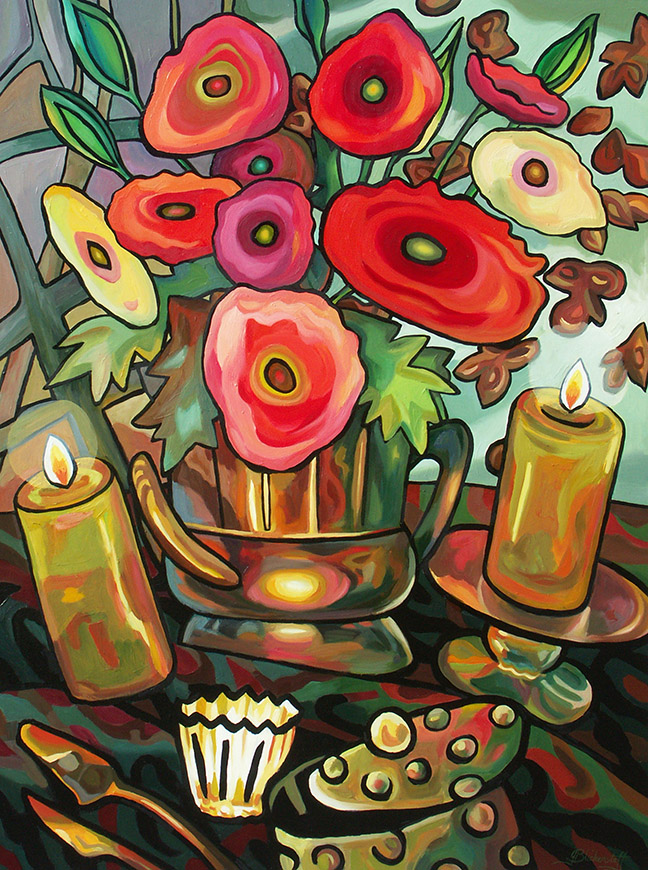 Red Flowers and Candles #1