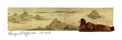 Buddha in a Landscape Collage on Paper 10×3.5″