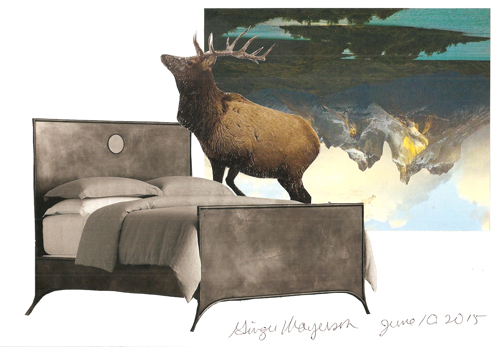 Elk Bed Collage on paper 8x10"