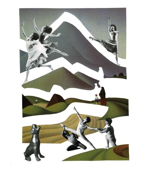 Far And Away and Dancers Magazine Collage Collage on Paper 14×11″