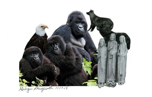 Gorillas Collage on Paper 10×7″