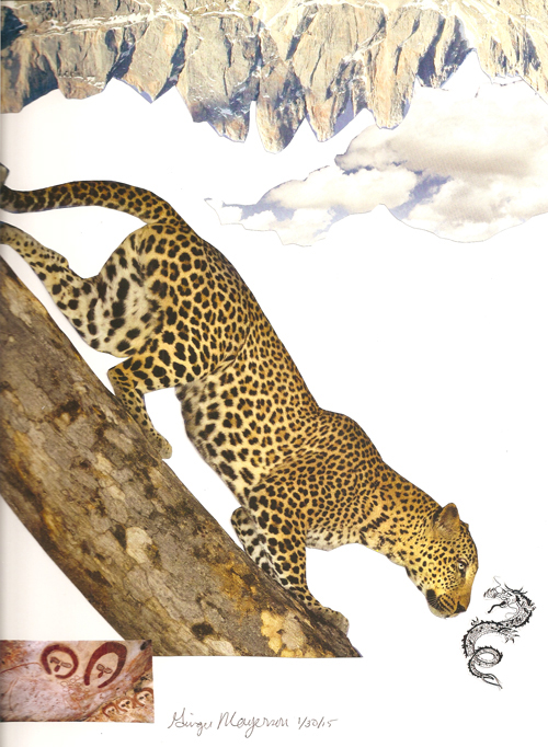 Leopard Dragon Collage on paper 9x12"