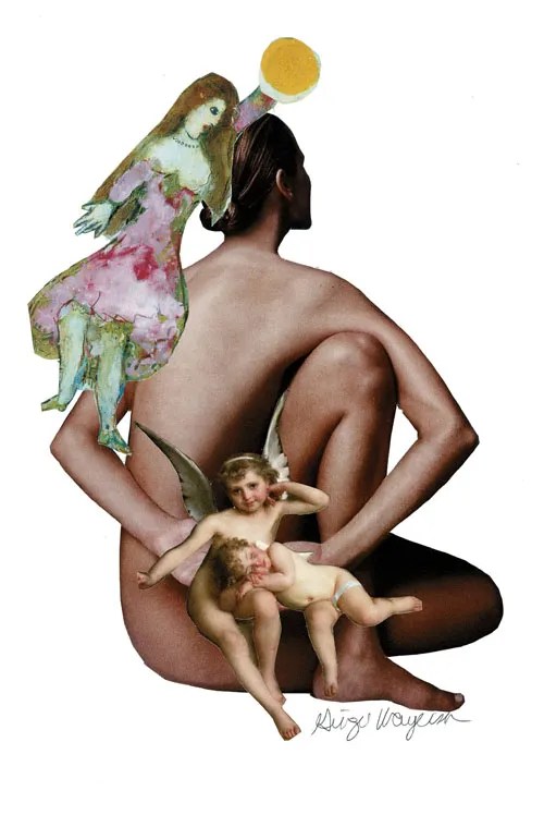“Not Even Looking” Collage on Paper, Magazine Collage 7″w x10″ h September 22, 2018