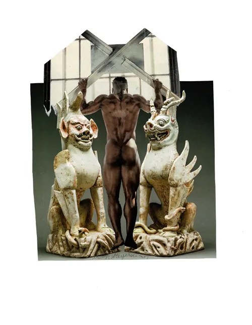 “Physique” Ginger Mayerson September 2019 Magazine Collage Collage on Paper 11×14″