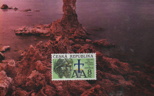 December Postcard 2 Czech postage stamp December 12, 2015 magazine collage 4x6"