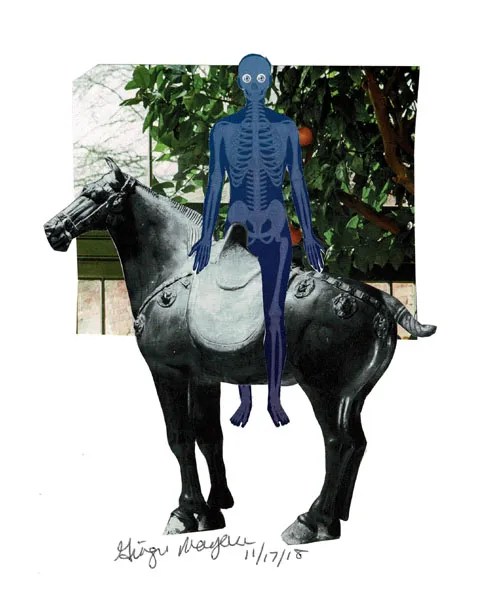 Skull Rider 1 Collage on Paper 5.5×8