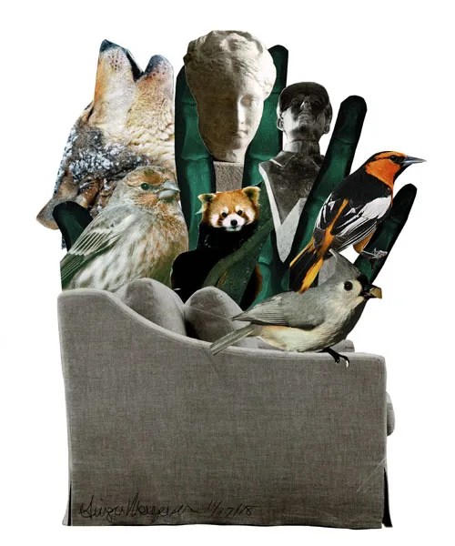 Stuffed Chair Collage on Paper 9×12″