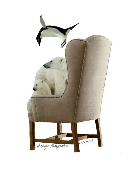 The Penguin! Collage on Paper 7×10″