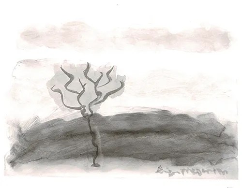 Tree Ginger Mayerson June 2020 Ink Wash 10×8″