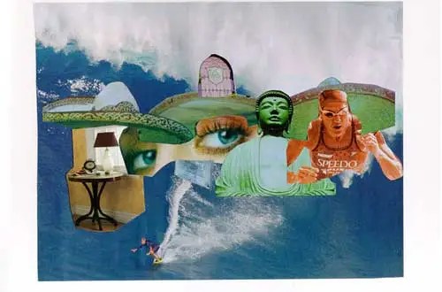 Looking Ahead by Ginger Mayerson Collage on paper 10"w x 10"h
