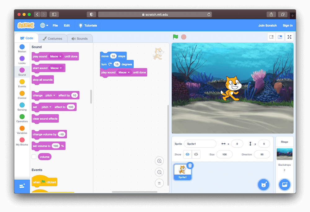 Screenshot of the Scratch website.