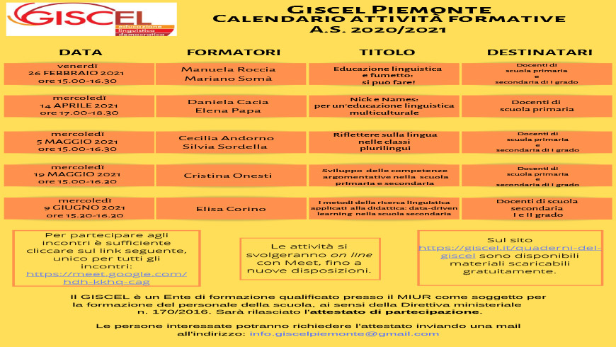 Giscel Piemonte: Attività Formative 2021 | Giscel 490_x_870_jpg