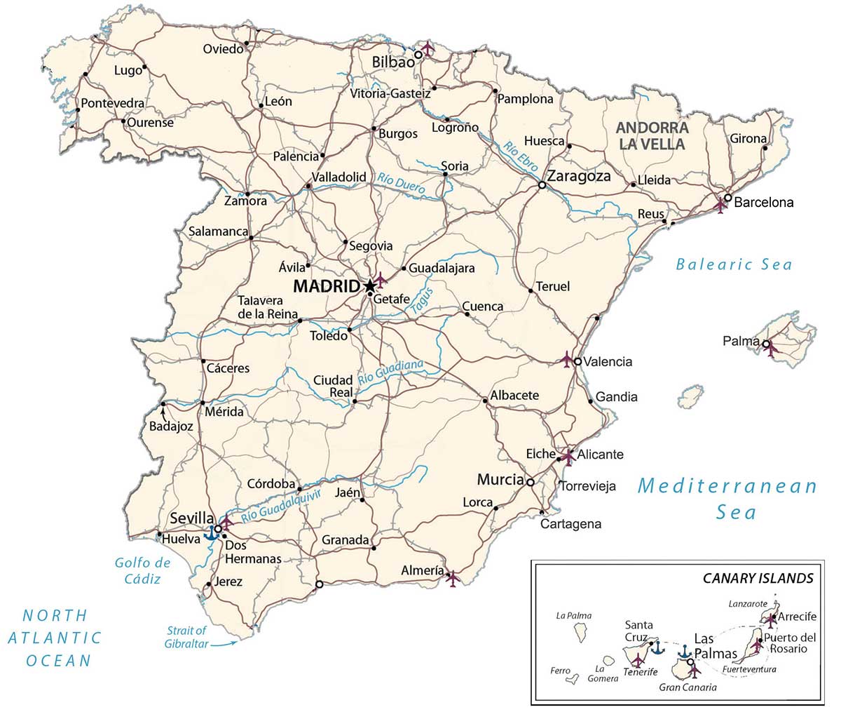 Spanish Settlement Cities Map Spain Map 