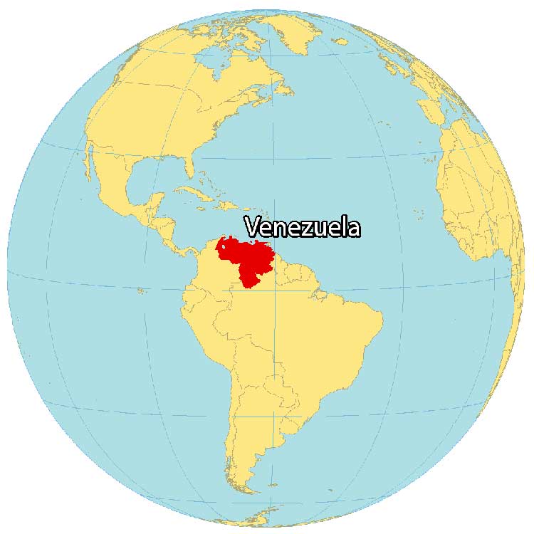 Venezuela On World Map VERY NICE 1856 Colored NEW.