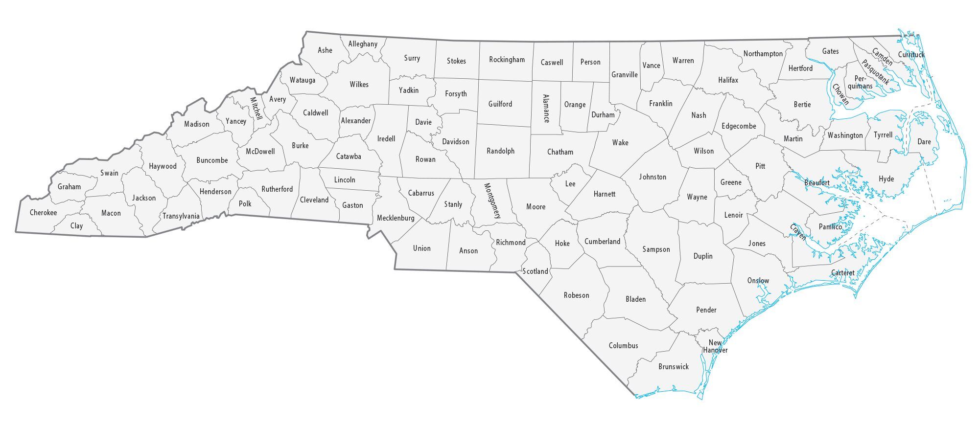 North Carolina State Map With Cities North Carolina County Map 