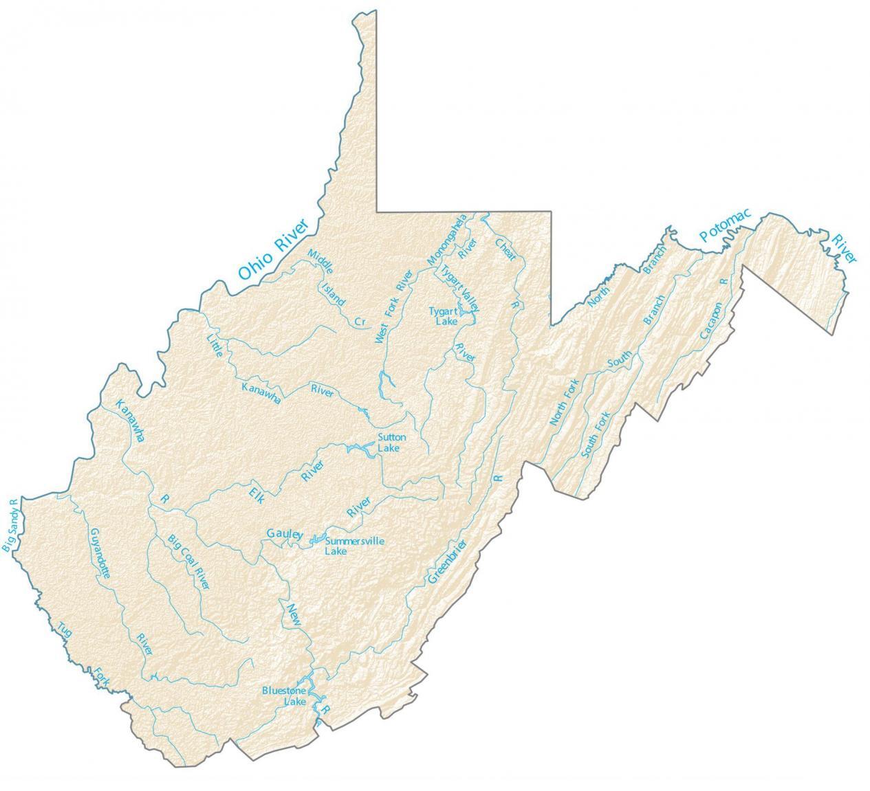 Happy National West Virginia Day 2026 Versatileer West Virginia Lakes Rivers Map 1265x1151 
