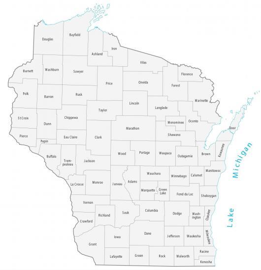 Wisconsin County Map GIS Geography Wisconsin County Map 530x550 
