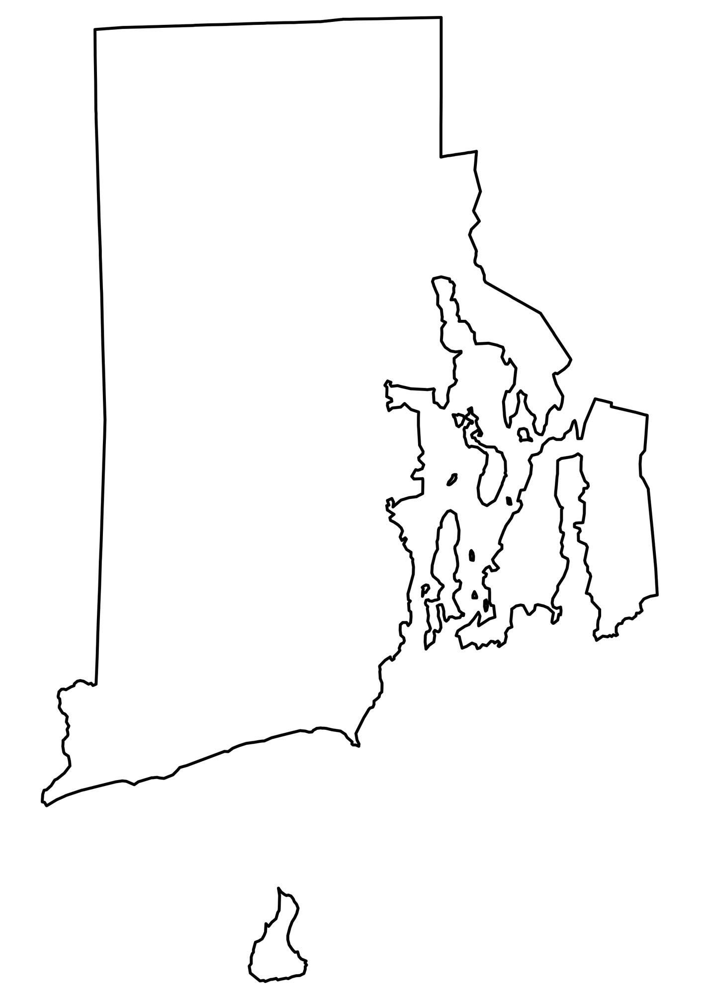 Rhode Island Counties Blank Map Outline.