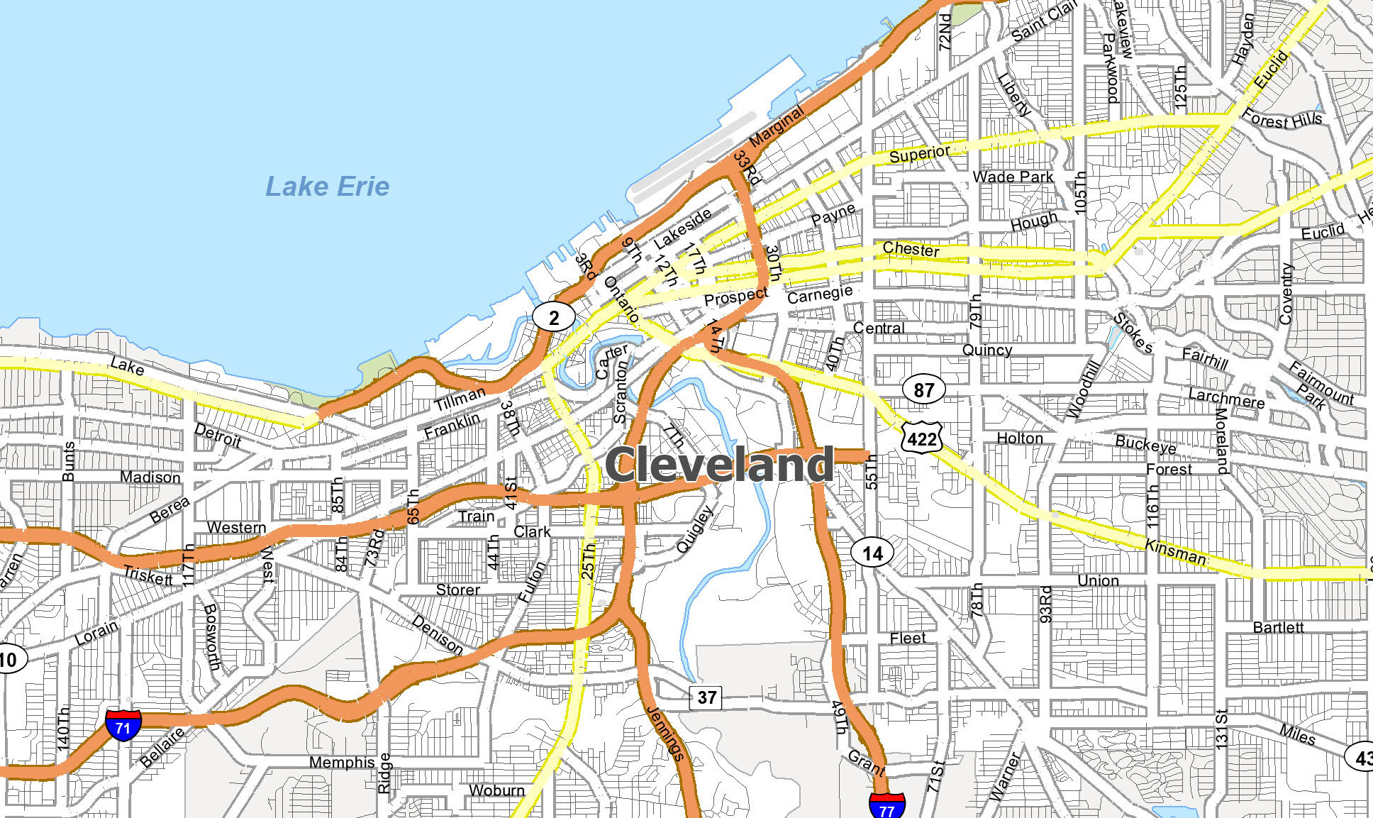 Cleveland Ohio Map GIS Geography Cleveland Map Feature 