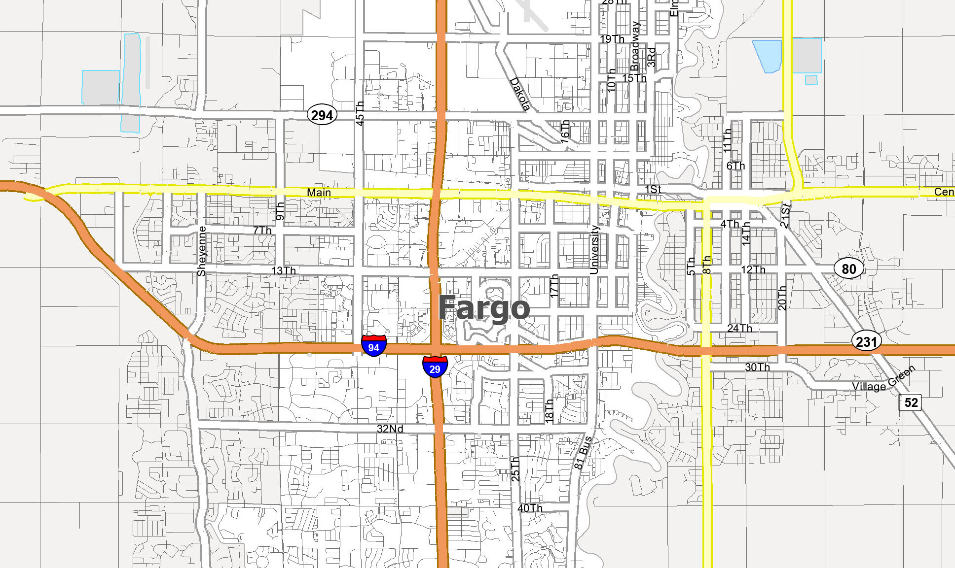Map Of Fargo North Dakota GIS Geography Fargo Map Feature 