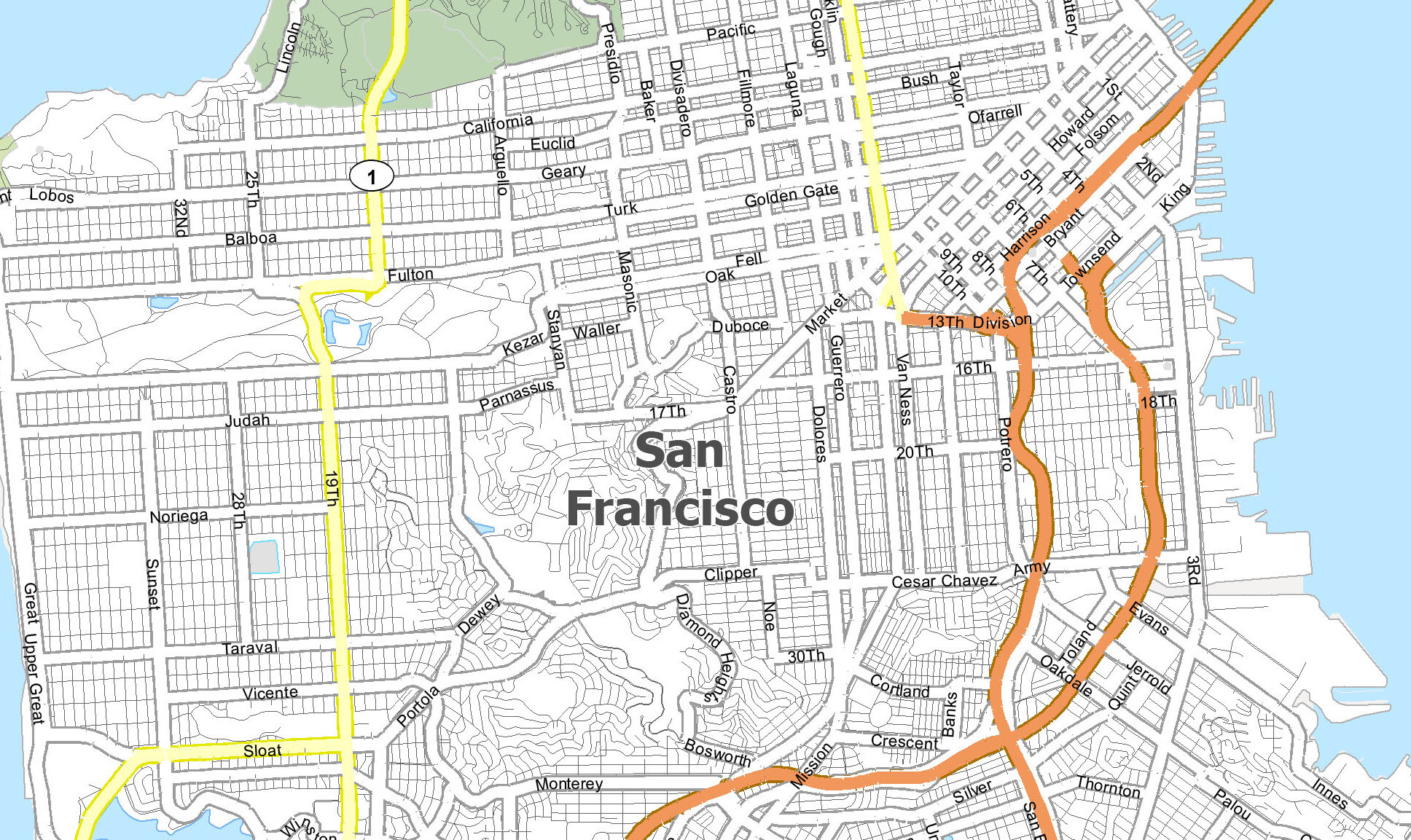 San Francisco Map California GIS Geography San Francisco Map Feature 
