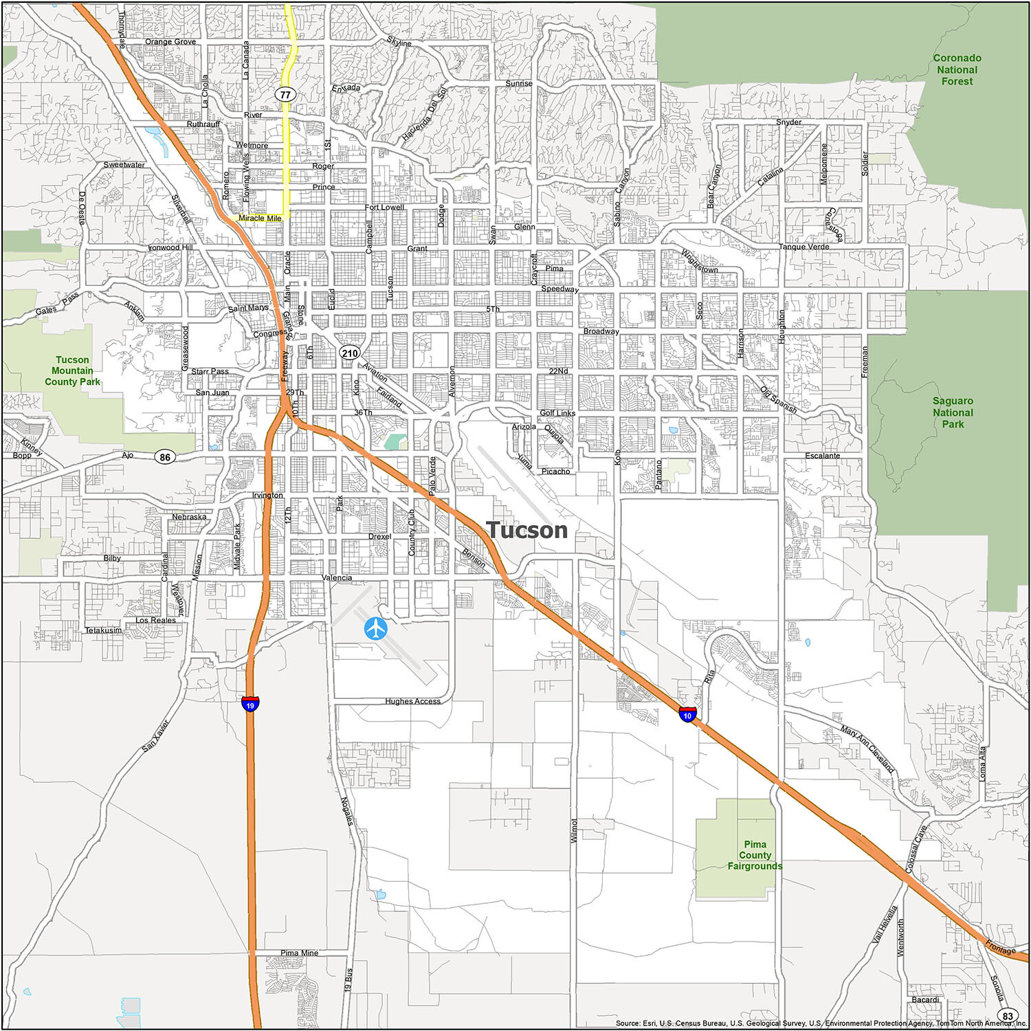 Tucson Arizona Map GIS Geography Tucson Road Map 