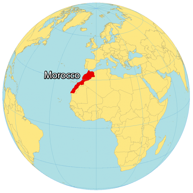 Morocco On Maps Of The World Morocco World Map 678x678 