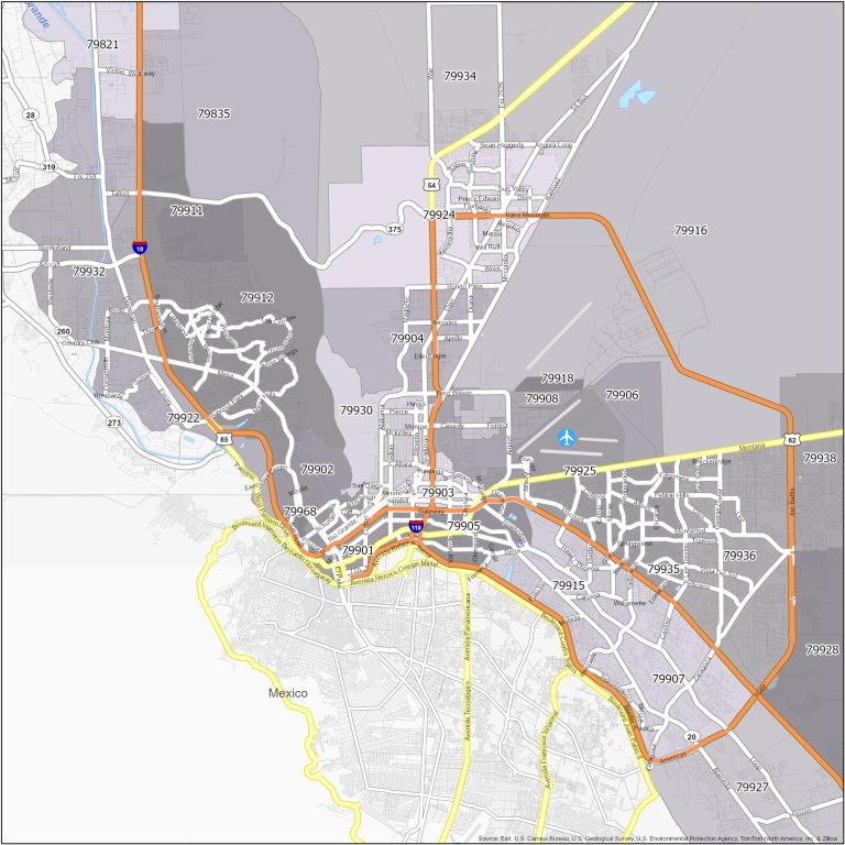 El Paso Zip Code Map GIS Geography El Paso Zip Code Map 1 768x768 