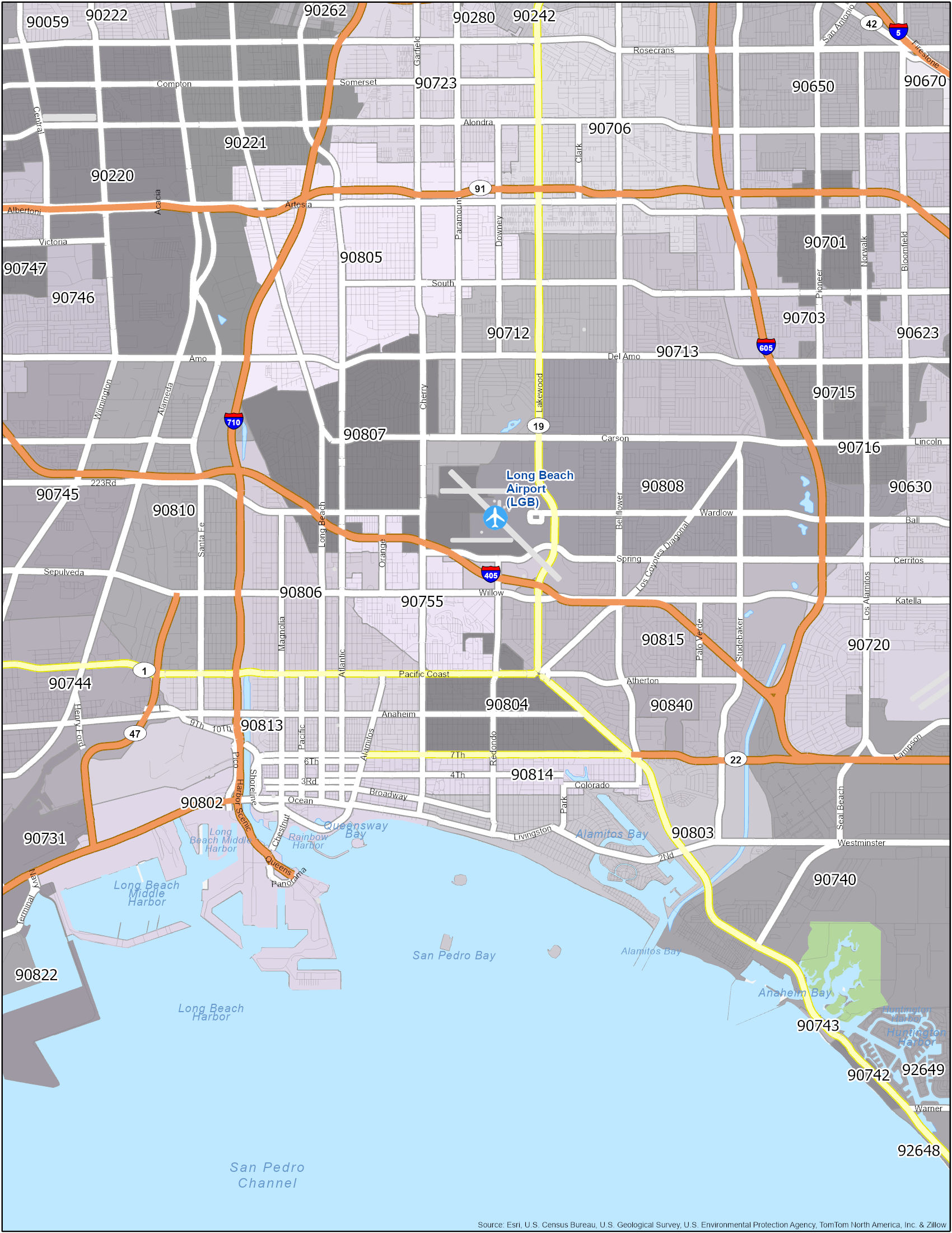 California Zip Code Map California Map Map Long Beach Zip Code Map 1 