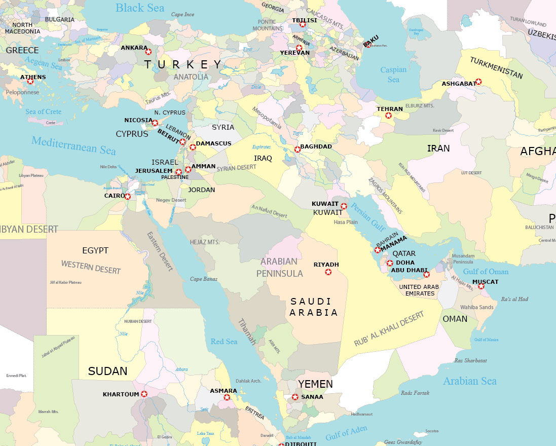 Middle East Map Countries Cities Regions Explained.