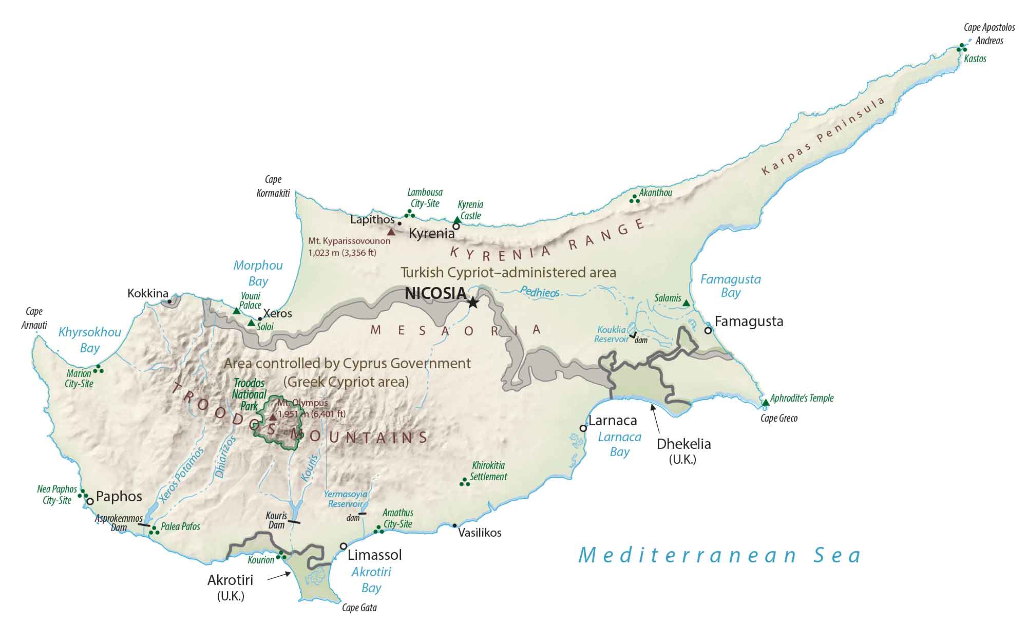 Cyprus Map GIS Geography Cyprus Physical Map 