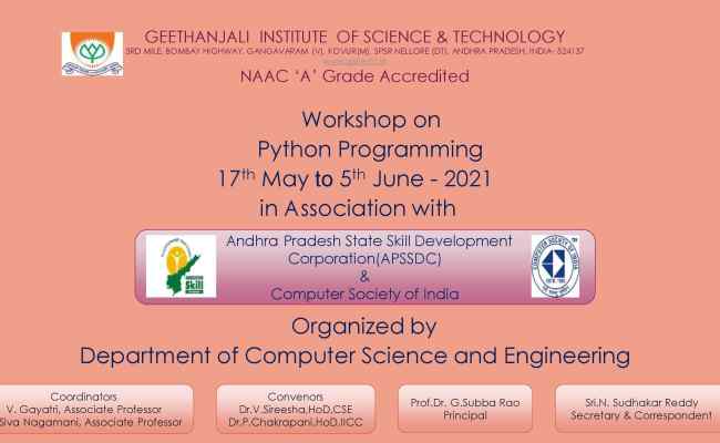Report On 3-week Online Workshop On Python Programming | Geethanjali