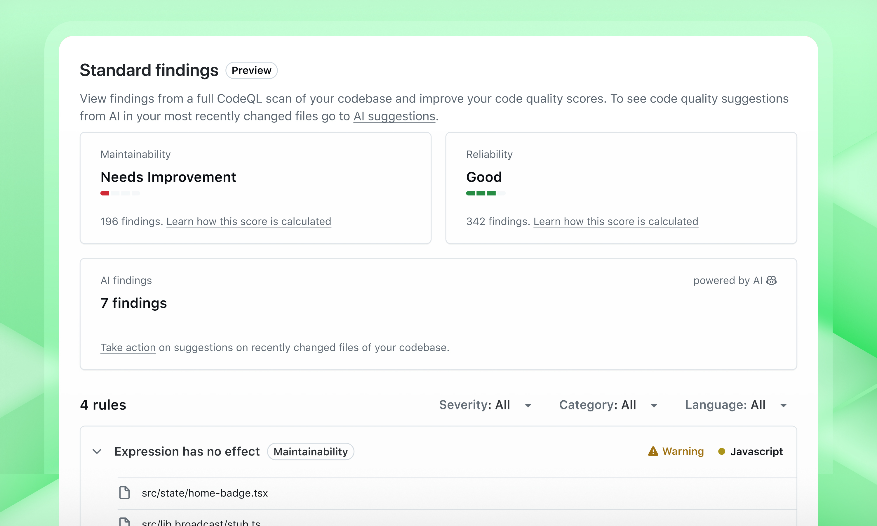 GitHub Code Quality 기능