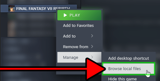 Cómo abrir los archivos locales de Final Fantasy VII Rebirth en Steam