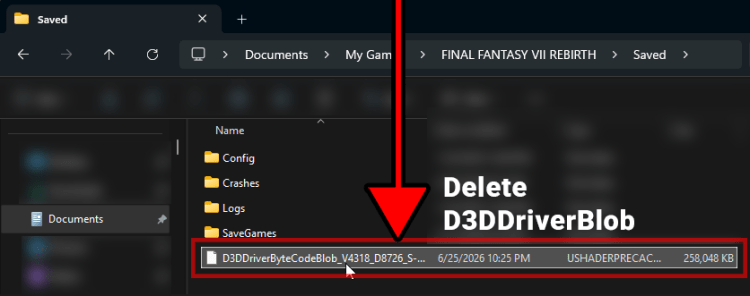Archivo D3DDriverByteCodeBlob de Final Fantasy VII Rebirth