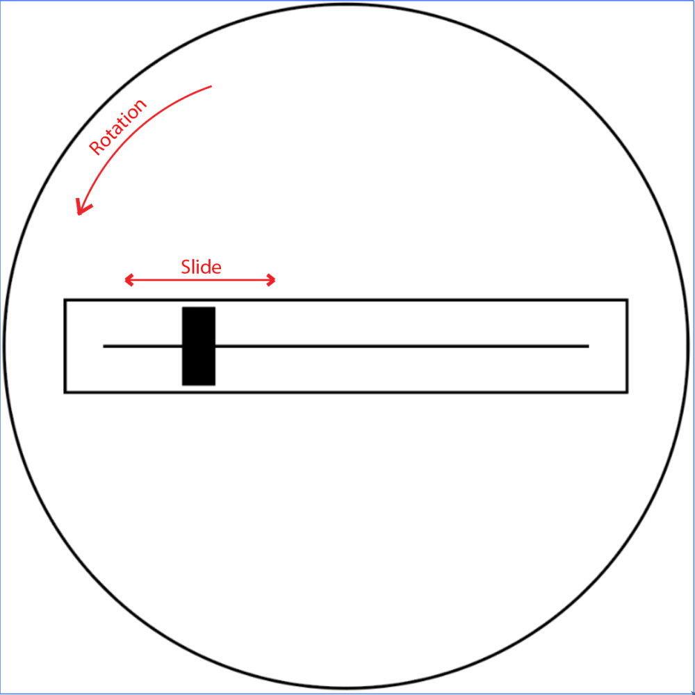 A slider potentiometer on a rotating platform