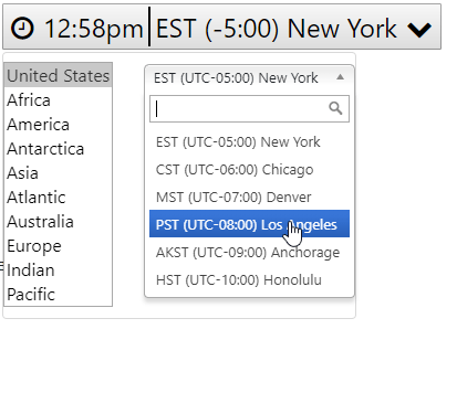 Searchable Timezone Selector Widget in jQuery