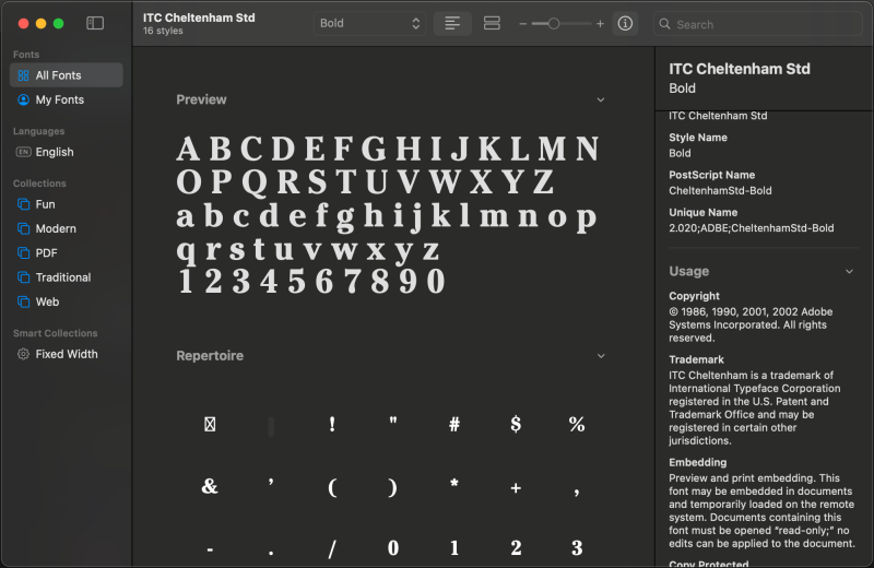 Check Font PostScript Name