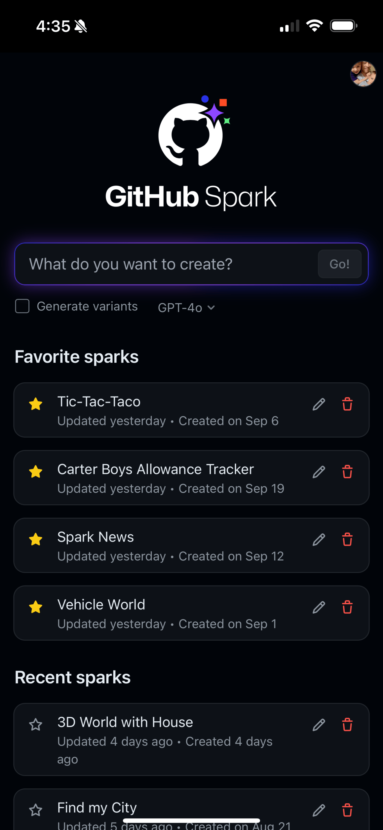 モバイルの Spark ダッシュボード